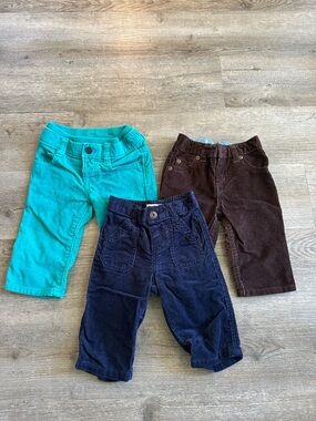 3 set OshKosh B'gosh/carters/baby gap Teal, Navy & Brown Corduroy Pants Trio